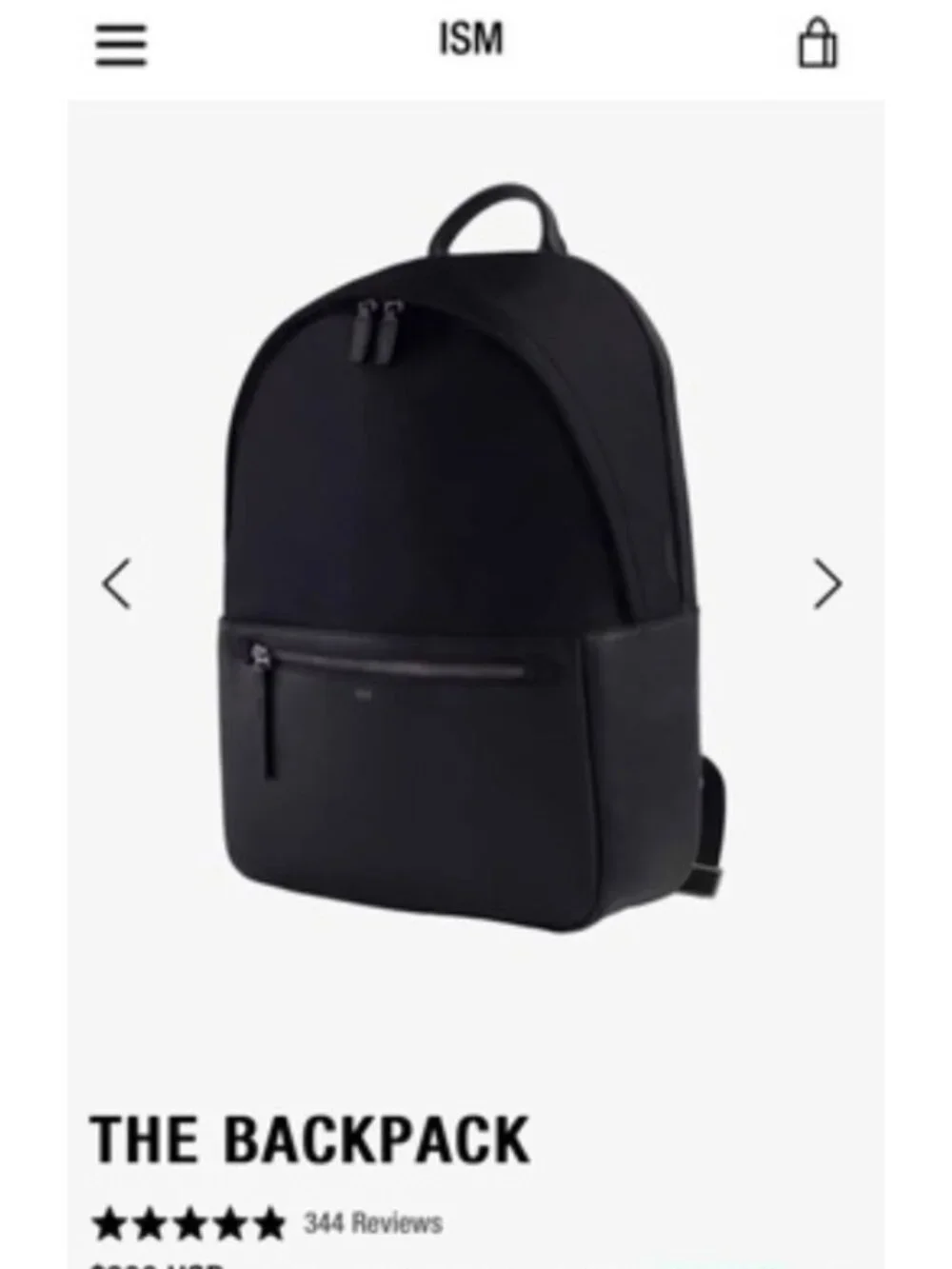 ISM Backpack Black Nylon Leather Trim Laptop Travel Commuter Minimalist Unisex
